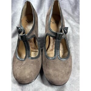 Sofft Womens Size 6 Brown Suede T Strap Mary Jane Heels Retro Block Heel
